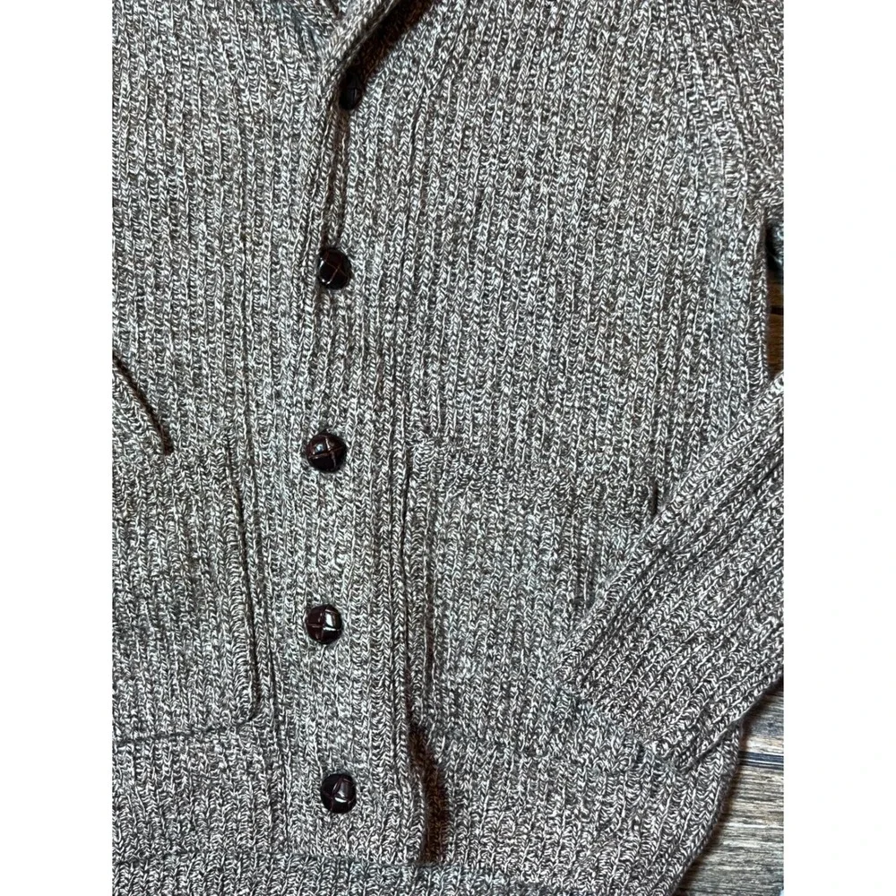 NWT J Crew Rugged Merino Brown Wool Blend Shawl Cardigan Sweater Mens Size Small